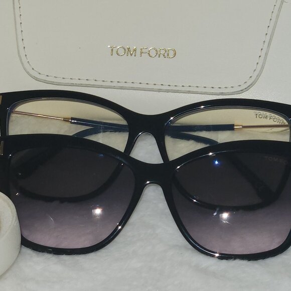 SOLD! TOM FORD TF5824 - Black Eyeglasses with Magnetic Clip-on Sunglasses - Picture 10 of 16